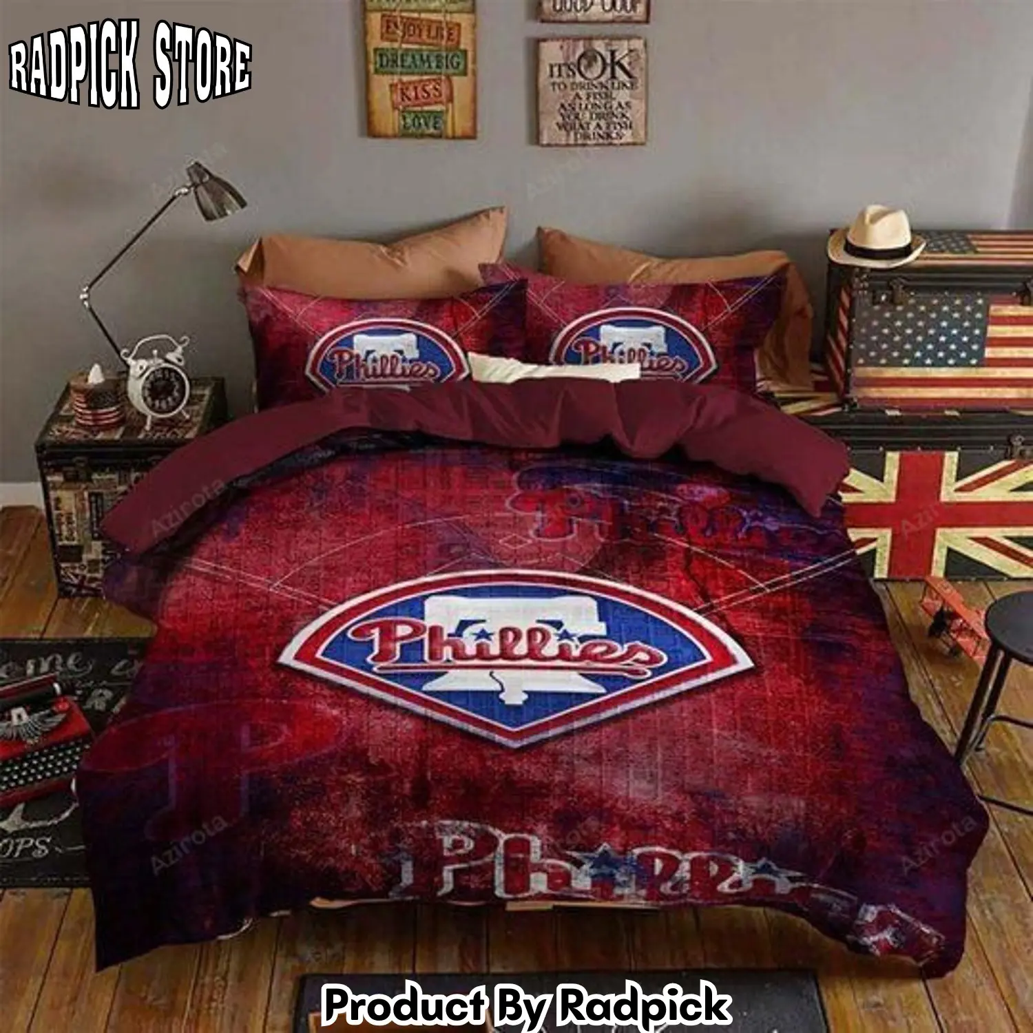 Radpick v6 philadelphia phillies b160980 bedding set duvet cover pillow cases decor home rp327490